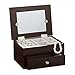 Relaxdays Boîte à bijoux et couvercle avec photo HxlxP: 9,5 x 18,5 x 13,5 cm coffre à bijoux avec compartiments et coussins pour bagues en bois tiroir pour chaînes et bracelets, brun foncé