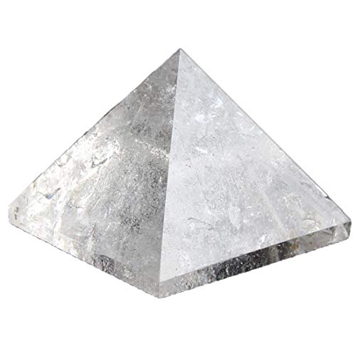 1.5inch Natural Pyramid Carved Chakra Healing Crystal Reiki Stone Top Quality Gemstone Radiation Deflection Home Decor Gift Decoration Crafts (Clear crystal)