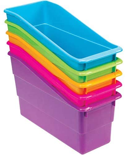 Really Good Stuff-161335 Durable Magazine, Book, Folder And File Holders – Book Holders With Universal Clip-On Labels – Bright Neon Colors (Set Of 5) #TOP2