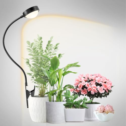 fayleer Pflanzenlampe LED Vollspektrum mit Optischer Linse für Hohe PPFD Pot Clip Grow Lampe mit 6/12/18H Timer Grow Light Pflanzenlicht Wachstumslampe mit Schwanenhals für Zimmerpflanzen