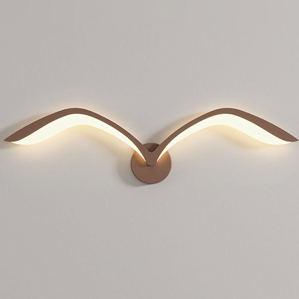 OOWOKS Möwe Wandlampe Innen LED Vogel Nachttischlampe Dimmbar mit Fernbedienung 3 Farbtemperaturen+RGB 50cm Tiere Wandleuchte Weiß Acryl Lampenschirm 9W Deko Lange Lampe für Kinderzimmer Wohnzimmer,D