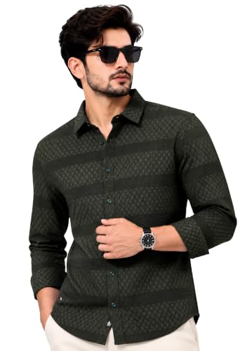 Image of The Kab's Men Casual Shirt | Textured Cotton Fabric Regular Fit Shirts for Men Stylish | Full Sleeve Shirt for Man | Comfortable Breathable Fabric | Perfect for Casual Office and Outing Wear