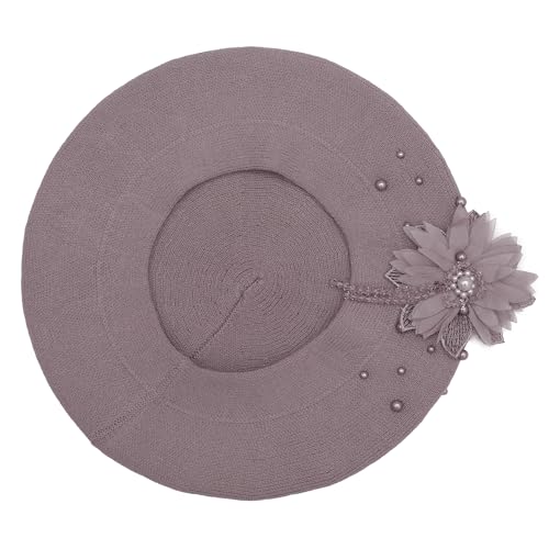 ZLYC Kids Beret Hat Girls Solid Color Knitted Floral Artist French Beret Cap4