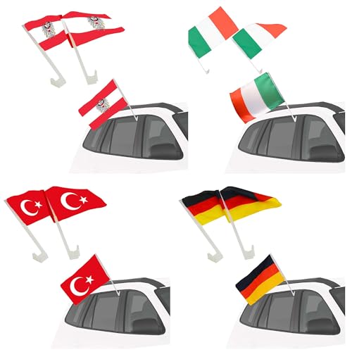 Piersando Autofahne Set 2 Stück Auto Fahne Fussball EM WM 2026 Länderflagge Fanartikel Land Flagge Autoset Eishockey Handball Basketball Deutschland