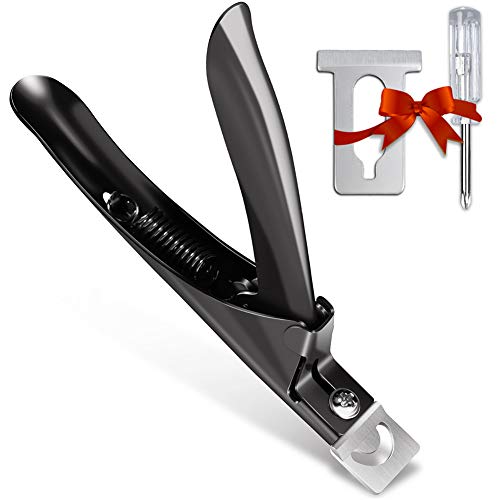 Nail Tip Clipper Edge Cutter Adjustable Stainless Steel False Artificial Acrylic Fake Trimmer Manicure Pedicure Sharp Rustproof Blade Clip Tool for Salon Home Art,Beauty Design DIY Use Black