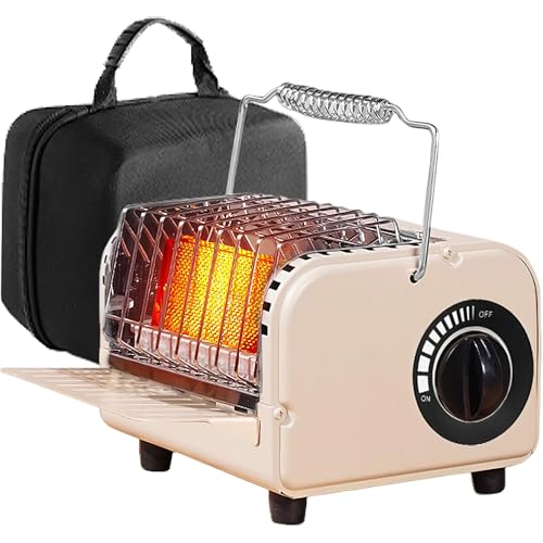 Calentador de gas portátil y estufa – Aparato de camping de acero inoxidable con bolso, encendido automático, temperatura ajustable, 1,2 kW para uso en interiores y exteriores
