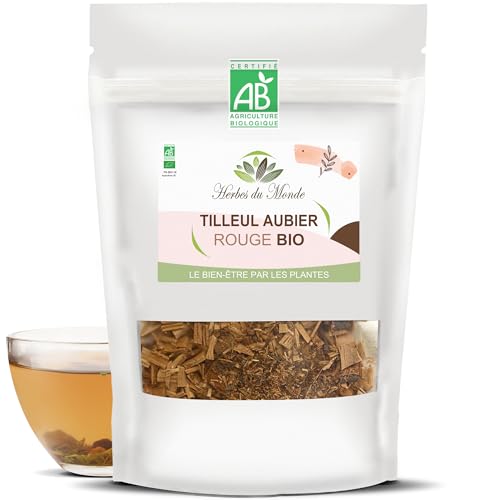 Herbes du Monde - Tisane Tilleul Aubier Rouge Bio - Infusion Détox & Anti-Stress | Origine France | 70g Certifié AB