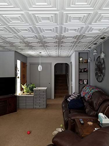 A La Maison Ceilings R31 Chestnut Grove Foam Glue-up Ceiling Tile (256 sq. ft./Case), Pack of 96, Plain White
