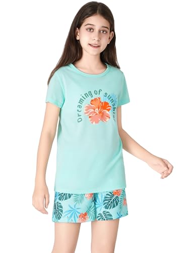 Tebbis Tween Girls Pajamas Trendy Tie Dye Spiral 2-Piece Shirt & Shorts PJ Set Jammies Size 6-184