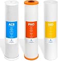 Express Water Whole House Water Filter Set for Anti Scale – 3 Stage Filtration Water Conditioner Replacement Kit – Sediment, Carbon Block, Polyphosphate High Capacity Cartridge – 4.5” x 20” inch