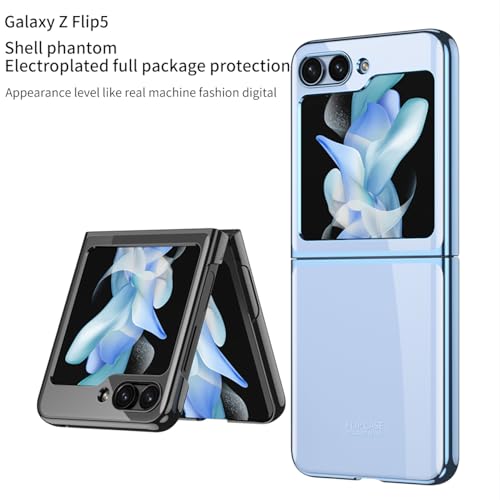 Image of BOUNCEBACK Slim Electroplated Transparent Case /Cover for Samsung Galaxy Z Flip5 / Case Cover for Z Flip 5 - (Clear Blue | Polycarbonate)