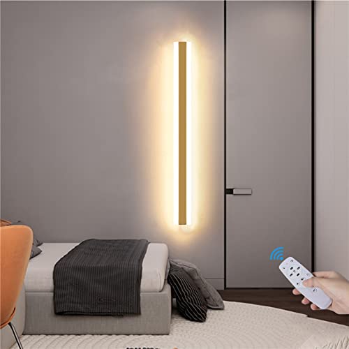 Luces de Pared para Salón con Mando a Distancia y Luces LED Regulables de Barra Larga Dorada