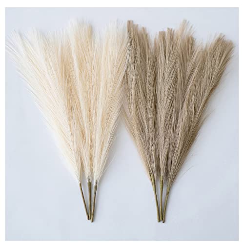 ChagoArt-Pampas Grass Decor Tall-Faux Pampas Grass Small 17"-6 Stems-Beige and Taupe-Brown-Pompas Floral-Fake Pampas Grass-Artificial Pampas Grass Vase-Dried Pampas Grass-Pompous Grass Branches Large