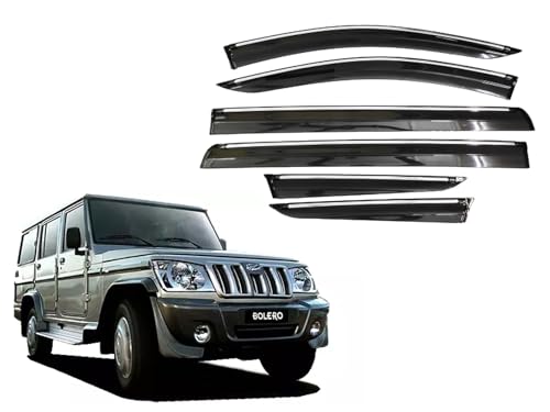 Image of CAR SAAZ Chrome Line Door Visor for Bolero XL(2000-2007)(Set of 6Pcs) | Rain Guard | Wind Deflector