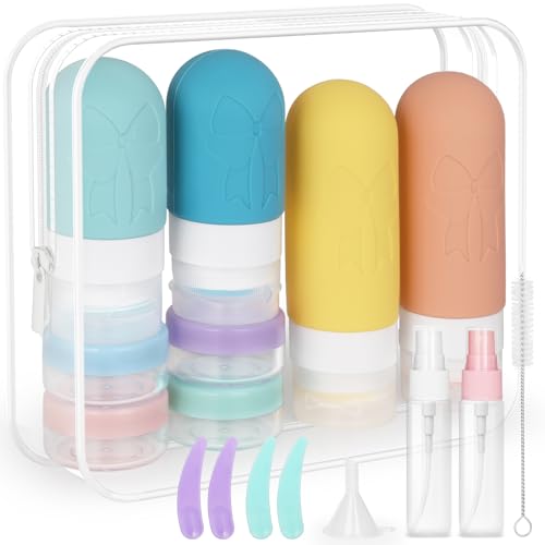 GeeRic 16Pcs Botes Viaje Rellenables,Botellas de viaje de in Fugas, BPA Free, Exprimibles Viaje Aprobados por la TSA Gel y Champú, Cremas o Liquidos para artículos de tocador para artículos de tocador