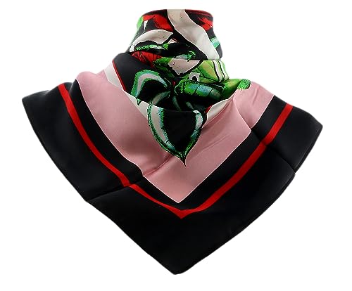 VERSACE JEANS COUTURE Black/Multi Signature Rosy Print Medium Square Scarf - Main Image