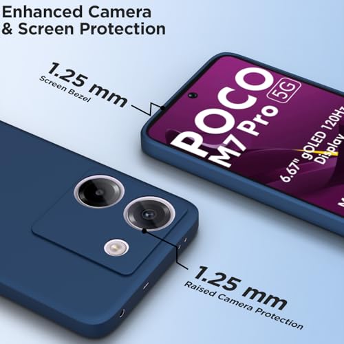 Image of Outlouders Back Cover for Poco M7 Pro 5G | Camera Protection | Durable Soft Matte Silicone Bumper Case (Blue)