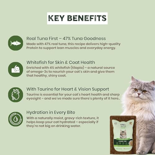 Image of Brunos Cat Wet Food - Tuna with Salmon & Parsley Mousse - 85g(Pack of 24)|Cat & Kitten | Grain-Free | 47% Real Tuna Goodness|Infused with Prebiotic | Taurine for Heart & Vision | Hydration & Skin