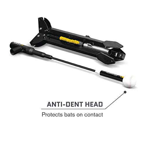 SKLZ Hurricane Batting Swing Trainer for Baseball & Softball - Durable Swing Arm - 4 Power Band System - High-Visibility, Anti-Dent Target Ball Head - Screw-in Base Legs, Metal Stakes & Carry Bag