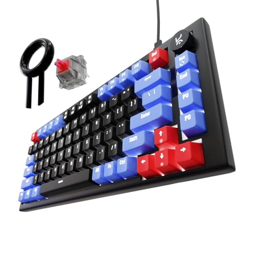 Image of Kreo Hive Anti-ghosting Gaming Keyboard | 75% Tenkeyless Wired Mechanical Keyboard with White LED Backlight Red Switches & 3 Colour Key Caps | Detachable USB C Cable BP (White Backlight, Red Switch)