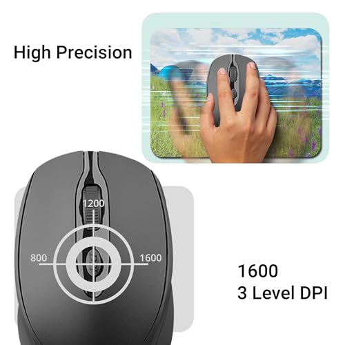 Image of iVOOMi AVNI Bluetooth Wireless Mouse, Silent Click, Adjustable 1600 DPI, 15m Range, Wireless Mouse for Laptop, PC, MacBook, Windows, macOS, Linux & Android