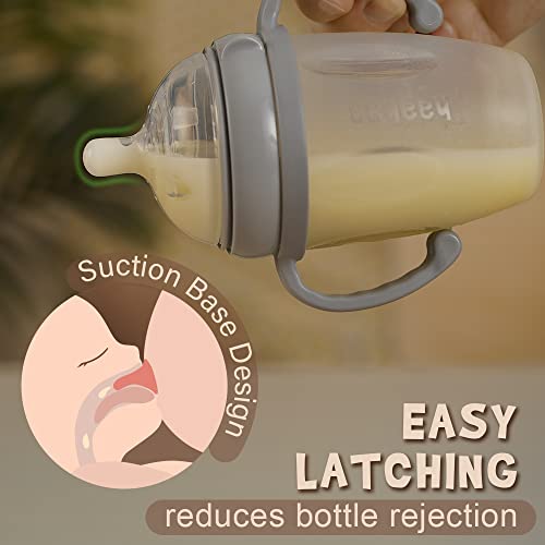 Haakaa Gen.3 Silicone Baby Bottle Anti-Colic Baby Bottle With Variable Flow Nipple For Infant Newborn, 8Oz./250Ml, Grey #TOP2
