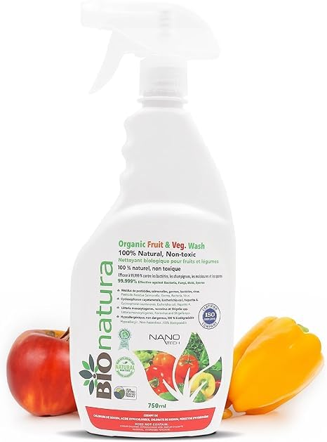 Bionatura Organic Fruits and Vegetables Wash - 100% Natural, Organic, Non-Toxic - Fruit and Vegetable Cleaners - Vegetable Disinfectant (750ml)