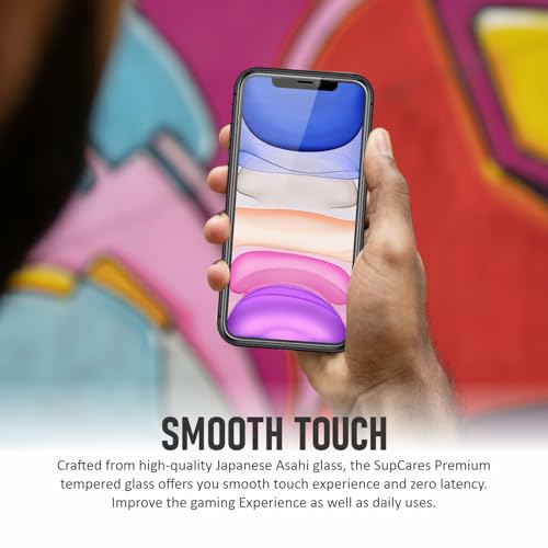 Image of SupCares Privacy Tempered Glass for iPhone 11 and iPhone XR (6.1 Inch) With Installation Kit | Military-Grade Gorilla Screen Protector | Edge to Edge Coverage | Black