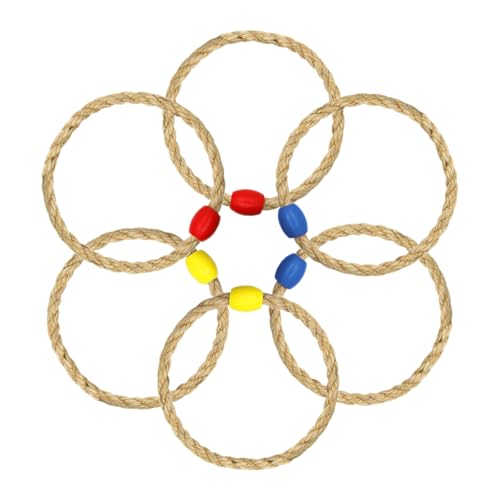 6 Pack Multicolor Sisal Rope Ring Toss Game Replacement Parts for Adults and Kids, Outdoor Toss Rings for Agility/Speed Practice and Yard Games and Lawn Games for Party (3 Colors-Red Yellow Blue)