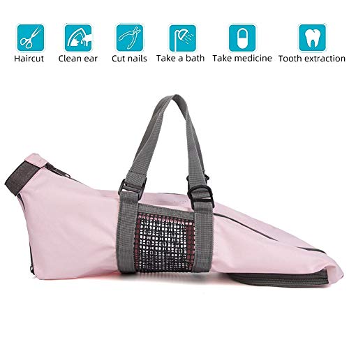 Cinf Cat Pet Supply Grooming Bag Restraint Bag Cats Nail Clipping Cleaning Grooming Bag,No Scratching Biting Restraint for Bathing Nail Trimming Injecting Examining,(Pink,M) - Thumbnail 5
