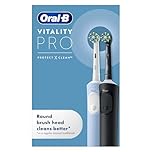 Oral-B Vitality Pro 2x Electric Toothbrushes For Adults, 2 Toothbrush Heads, 3 Brushing Modes Including Sensitive Plus, 2 Pin UK Plug, Black & Blue