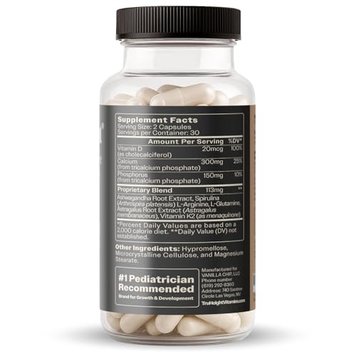 TruHeight Growth Capsules - Tall Nutrition for Natural Growth Supplement for Kids & Teens - Pediatric Vitamin D, K, Calcium & Ashwagandha - Bone Strength - Kids Vitamins D3 K2 Pills, Taller Ages 5+ - Thumbnail 3