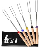 Zulay Kitchen Sturdy Marshmallow Sticks for Fire Pit Extra Long - Smores Sticks Kit - Marshmallow Roasting Skewers - Hot Dog Fork Bonfire Glamping Camping Accessory 32' 5 Pack Bundle