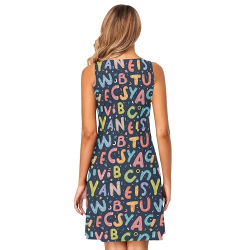 Image of ALAZA Women's Summer Dress Sun Dress Sleeveless with Pockets