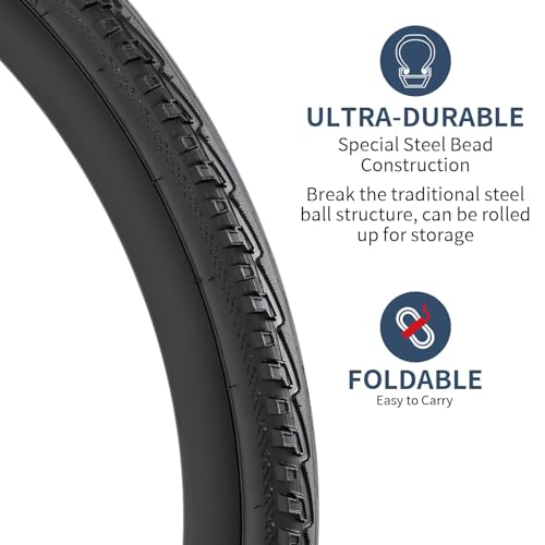 YUNSCM 2-PCS 700C Road Bike Tires 700x38C 40-622 and 700C Heavy Duty Bike Tubes Presta Valve with 2 Rim Strips, Compatible with 700 X 36-40C Bike Bicycle Tires and Tubes (Y-763)