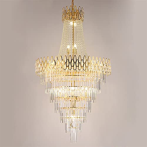 Ceiling Chandelier, _NX^VfAKiɑΉ^tg݂艺ƖS[hƂ̑NX^vrO[y_g(Dimmable,Dia80xH120cm/Warm)