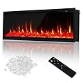 60'' Electric Fireplace - Recessed & Wall Mounted with Log & Crystal Inserts | Adjustable Flame Color/Speed/Brightness, 750/1500W Heater, Remote Control & Touch Screen, Built-in Timer, Low Noise