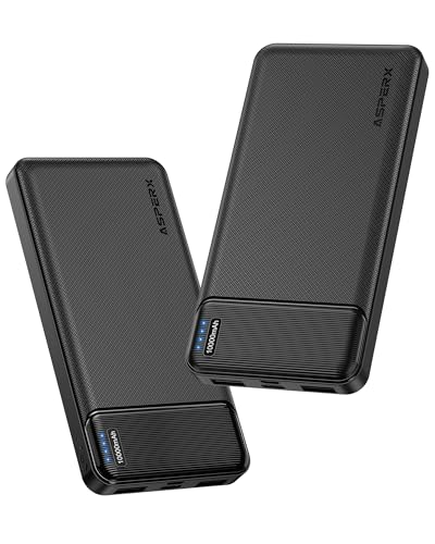 AsperX 2-Pack 10000mAh USB C Output Portable Charger Power Bank Fast Charging, Portable Phone Charger External Battery Pack for iPhone, Samsung, Google LG and Heated Vest