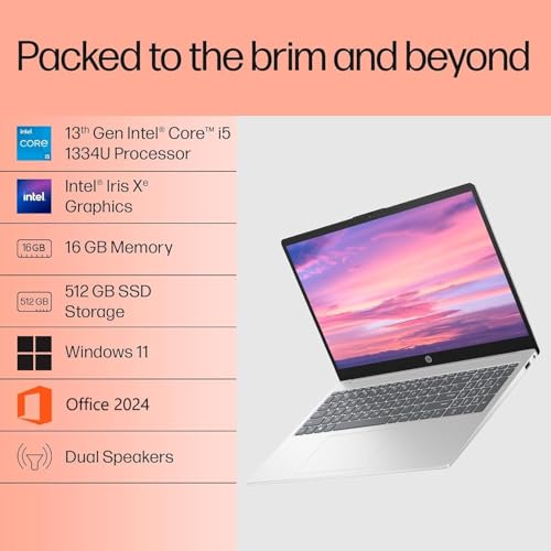 Image of Hp Laptop 15, 13th Gen Intel Core i5-1334U, 15.6-inch (39.6 cm), FHD, 16GB DDR4, 512GB SSD, Intel Iris Xe Graphics, FHD Camera w /Privacy Shutter (Win 11, MSO 2021, Silver, 1.59 kg) FD0492TU