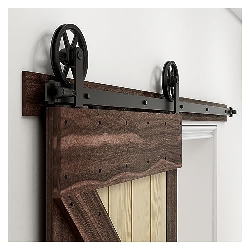 Herrajes para puertas de granero, Kit de herrajes for puertas corredizas de Granero, resistente, suave y silencioso, fácil de instalar, ajuste de Panel de puerta única, rueda grande única(12.6FT-384CM