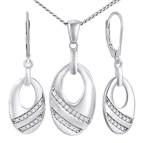 Preisvergleich Produktbild SILVEGO Damen Schmuck-Set aus 925 Sterling Silber Ovale mit Zirkonia
