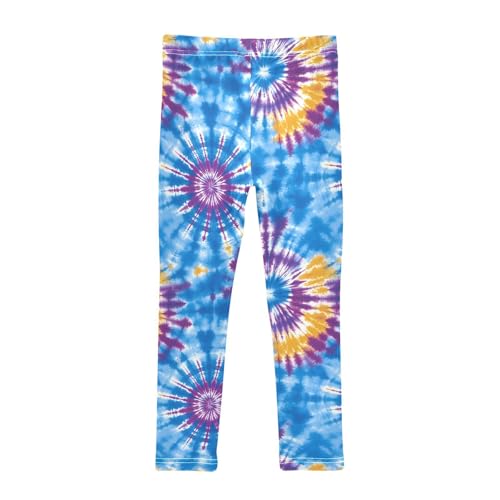 Blue Tie Dye Girls Leggings Ultra Soft Compression Yoga Gym Pants for Kids 4-10T2