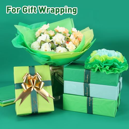 Image of TUXIYA 200 Pcs Green Tissue Paper for Gift Bags,14 inchX20 inch Tissue Paper Bulk