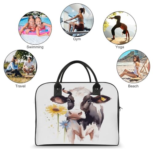 Bolso tote de acuarela con margaritas, nylon, gran capacidad miniatura 4