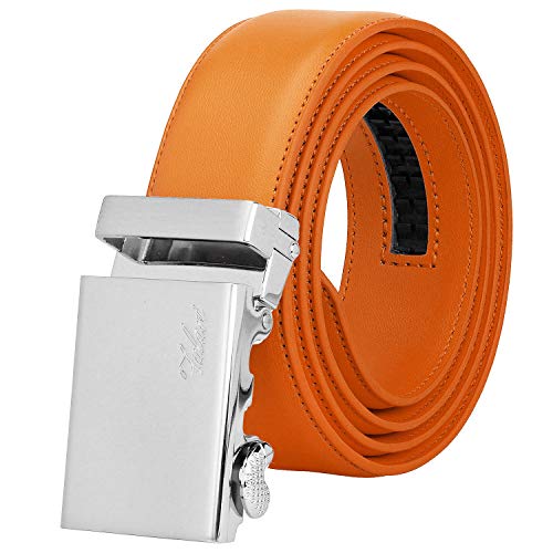 Image of Falari Men Unisex Genuine Leather Ratchet Dress and Casual Belt, Automatic Sliding Buckle, Trim to Fit