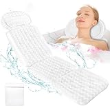 Bath Pillow Luxury Bathtub Pillow: Full Body Bath Pillows for Tub Neck and Back Support & Bathtub Pillow Washable with Comfort Soft 4D Air Mesh and 10 Powerful Suction Cups for Women Spa Relaxing