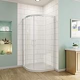 SUNNY SHOWER Corner Shower Doors Neo-Round Shower Enclosure with 1/4 inch Clear Sliding Glass, 38...