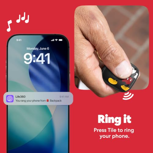 Image of Life360 Tile Starter Pack - Mickey Mouse - Bluetooth Trackers and Item Finders for Keys, Wallets & More. Both iOS and Android Compatible. Phone Finder. 2-Pack (Black Mate /Slim)