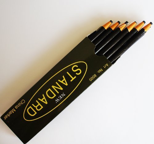 HAND ยฎ 12 Non-Sharpening Wax China Marker Pencil, Black Colour 17cm