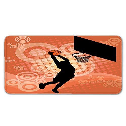 FAIEK Alfombras De Pasillo Baloncesto Sol Largas Moquetas Largo Entrada Felpudos Patrón 3D Anti-desvanecimiento Anti-Sucio Aplicar para Ventana De Bahia Dormitorio Sala Lavable Cortable 50x80cm